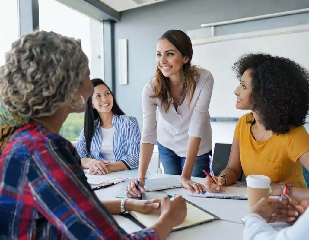 Konferenz während eines Coachings für Make-up in Köln